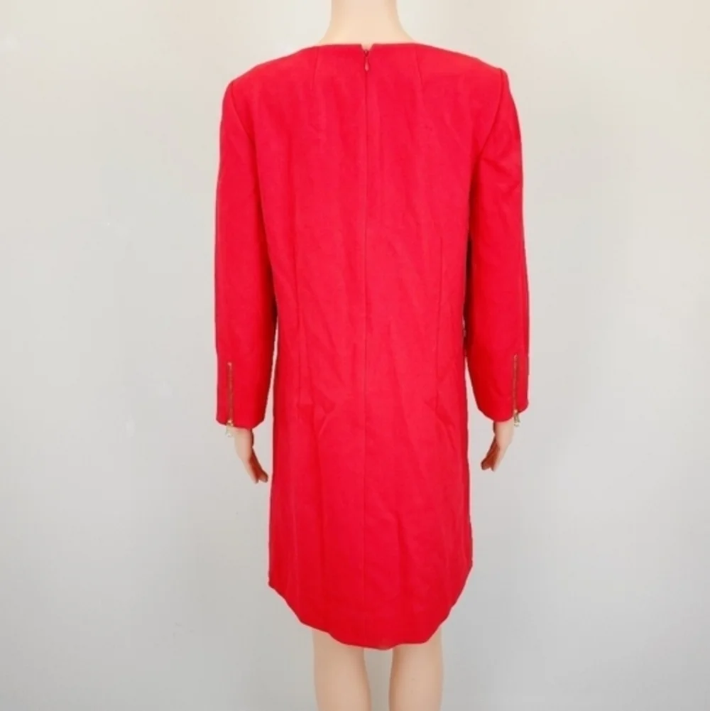 New J.Crew Red Long Sleeve Zipper Dress